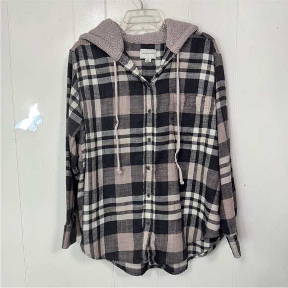 American Eagle Outfitters Tops - American Eagle shacket Hooded Button-Up